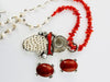 "Large red sponge coral earring clip"