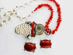 "Large red sponge coral earring clip"