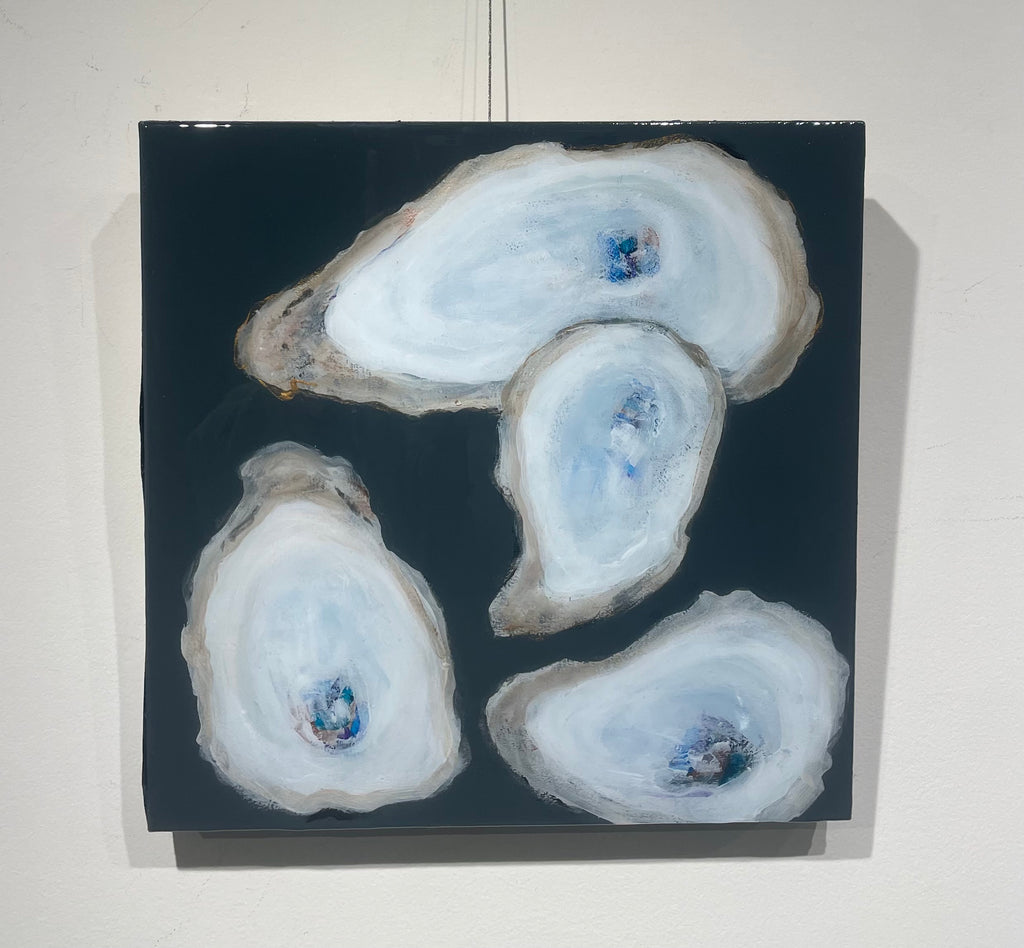 For oysters painted onto a deep blue background