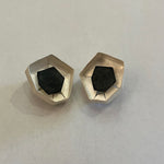 Sterling and oxidized silver post earrings abstract clip ons 