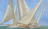 oil painting of sailboats racing in turquoise ocean