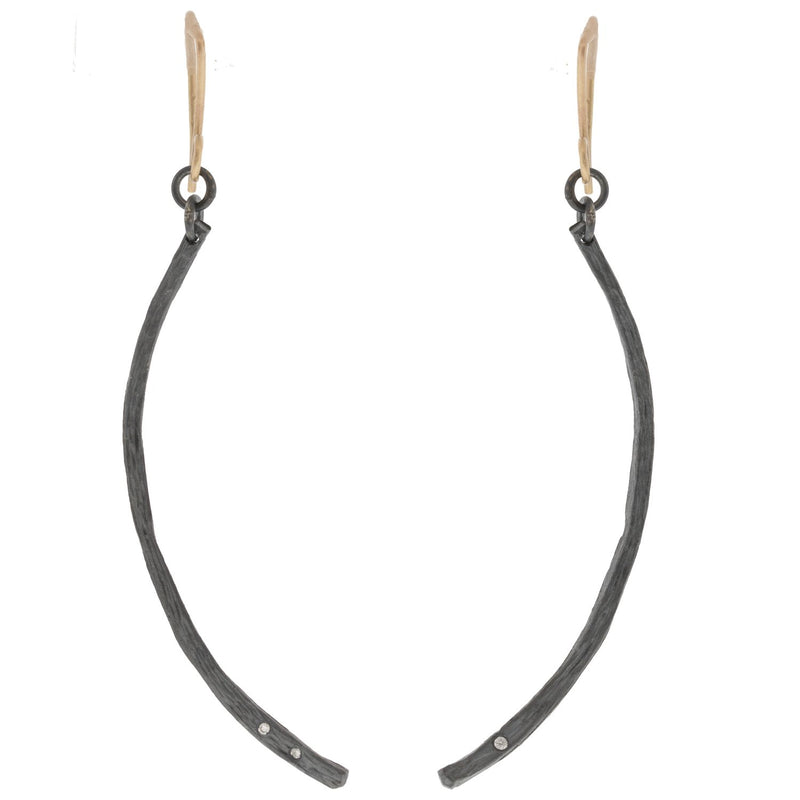 long curved silver earrings