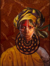 tribal african fine art maroon mixed media portrait face paint