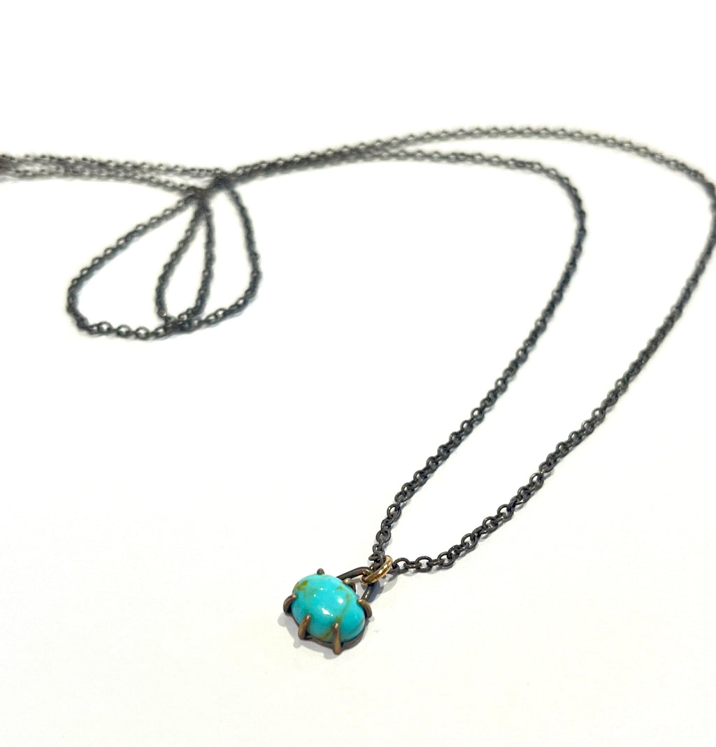 small oval turquoise pendant necklace