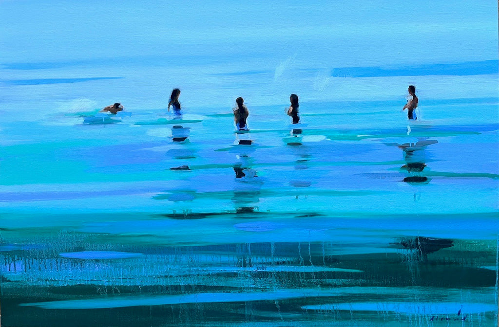 painting of people in the blue ocean