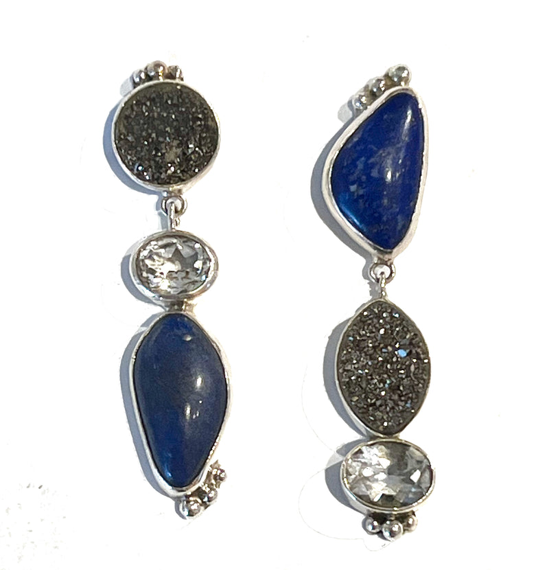 "Asymmetrical Blue Earrings"