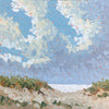 clouds pass gently above the coast: sand dunes and seagrass mark the foreground of the painting