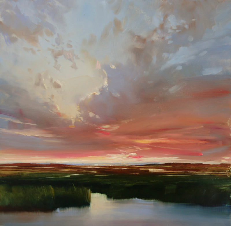 Pink skies resting over the marsh