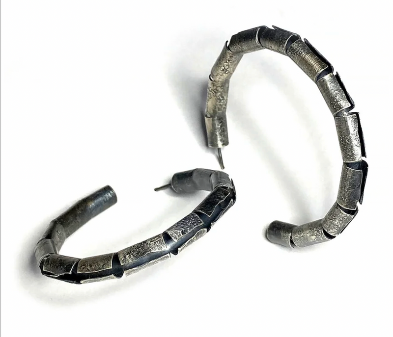 "Open Tube Hoop Earring Oxidized"