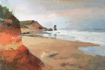 Oil painting by Larry Horowitz of Lucy Vincent Beach with a red clay cliff in the foreground