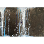 Abstract oil painting by Carol Bennett of a small, white waterfall on dark background