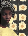 Mixed Media painting by Janice Frame of a black woman with black and white crown detail and yellow shirt