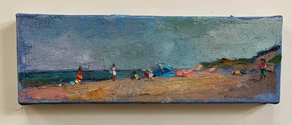 abstract oil painting of people on the beach
