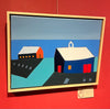 "Orange Barn and Blue Barn on Beach"