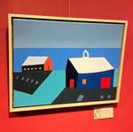 "Orange Barn and Blue Barn on Beach"