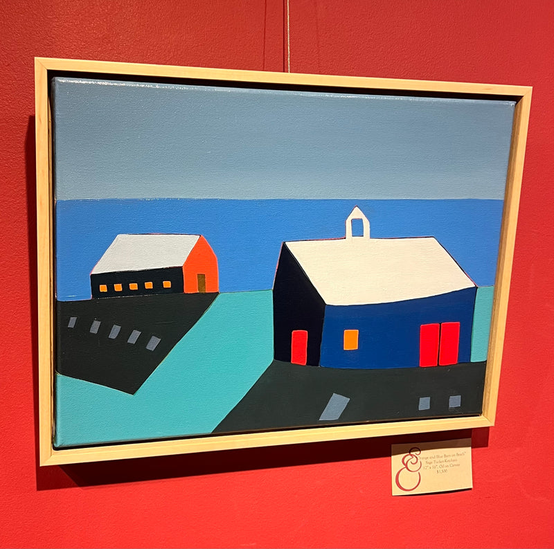 "Orange Barn and Blue Barn on Beach"