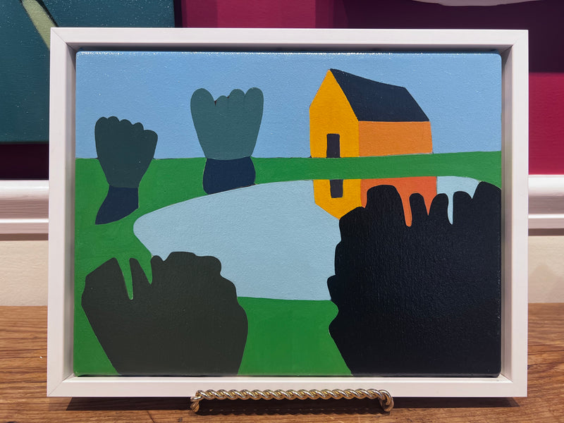 "Orange House on Pond"