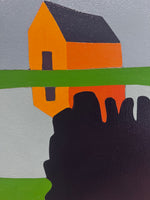 "Orange House on Pond"