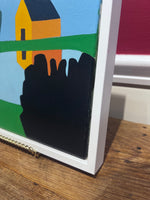 "Orange House on Pond"