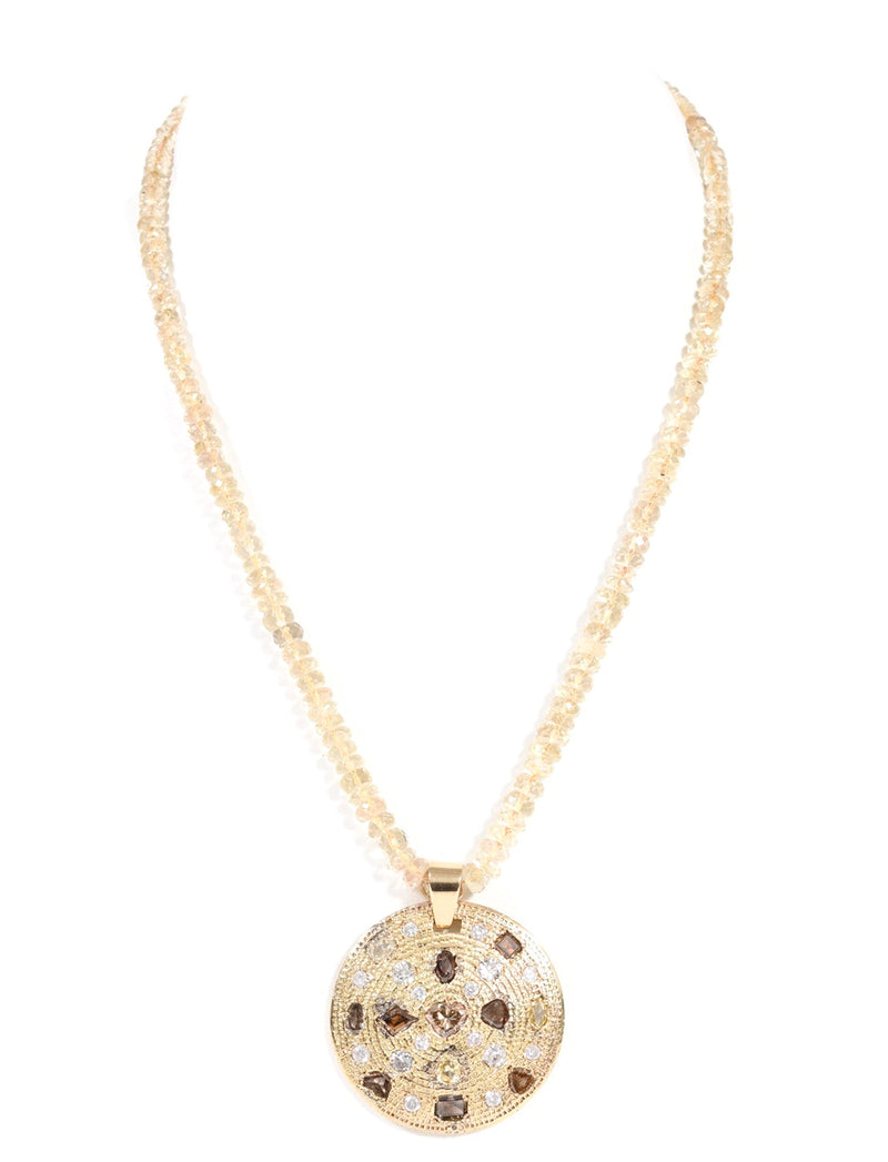 "Champagne Diamond Disc Necklace"