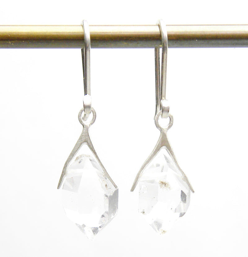 quartz crystal sterling silver dangle earrings