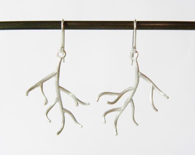 sterling silver branch earrings