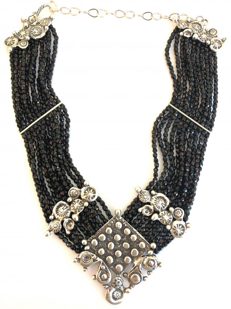 "Black Czech Bead Collar"