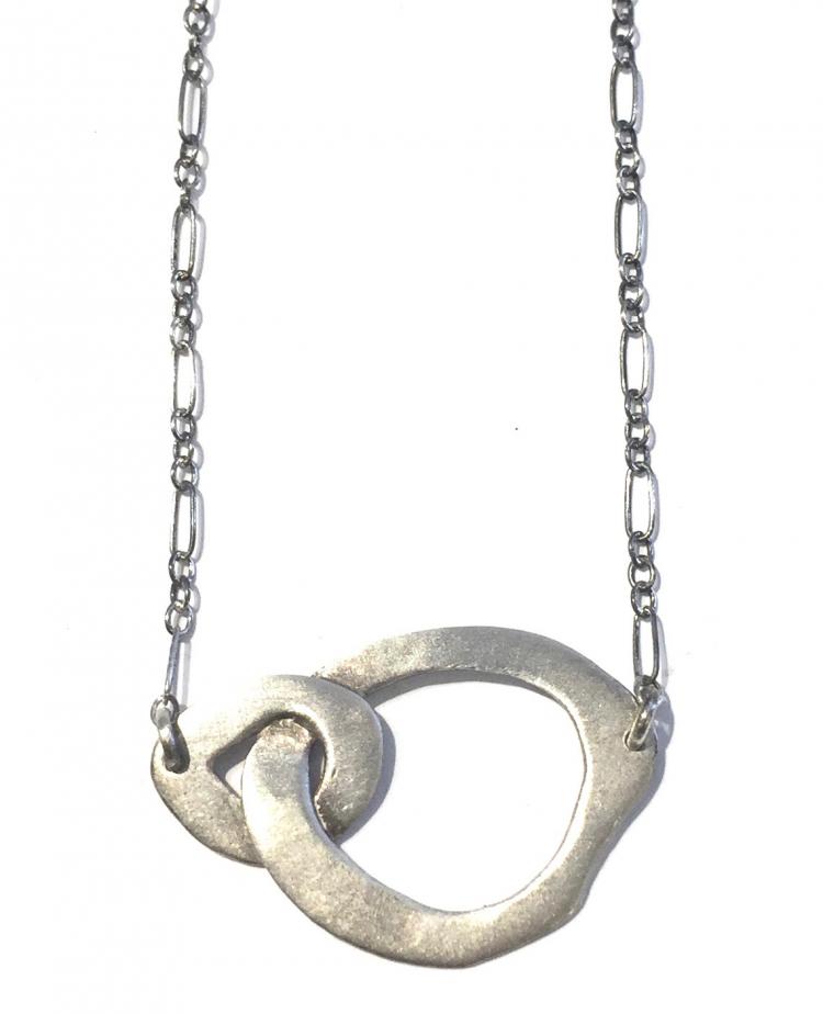 Sterling Silver rough cut necklace with two loops on sterling silver chain