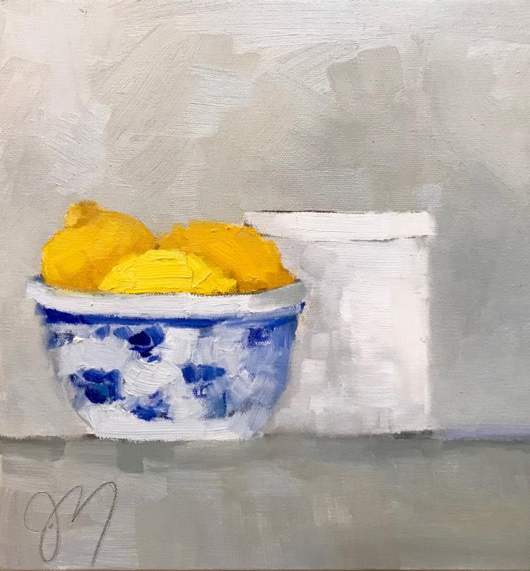 "Lemons in French Blue with Ironstone"