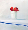 "Reds on White, French Blue Linen"