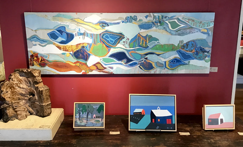 "Orange Barn and Blue Barn on Beach"